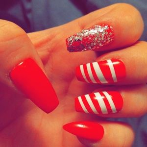 Long coffin press on nails Christmas